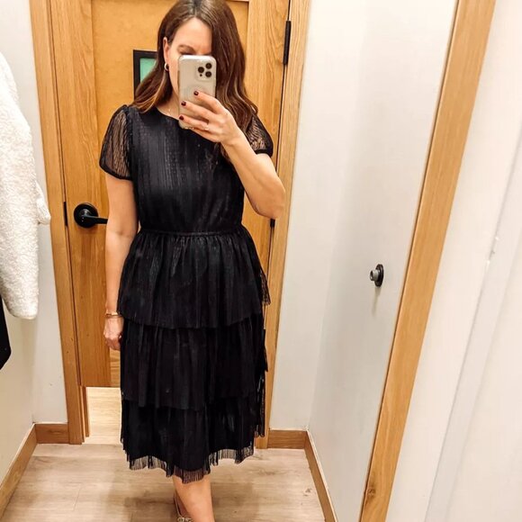 NWT J. CREW Pleated Flock-Dot Puff-Sleeve Dress SZ 8 - Picture 9 of 15